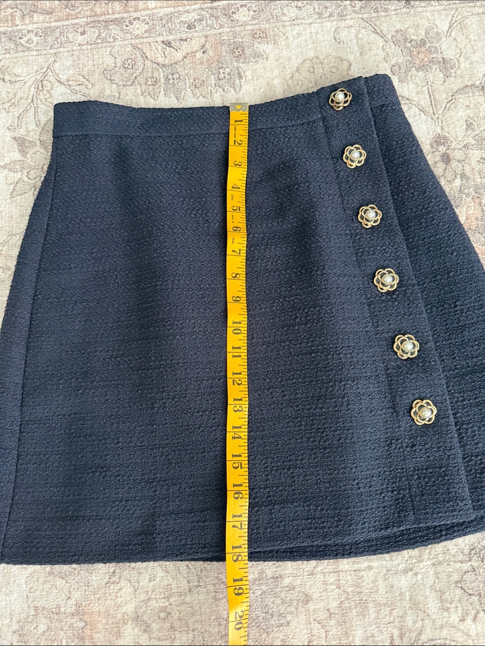 Ann Taylor Navy Tweed Button Mini Skirt Gold-Tone Buttons Worn Once - Picture 3 of 5